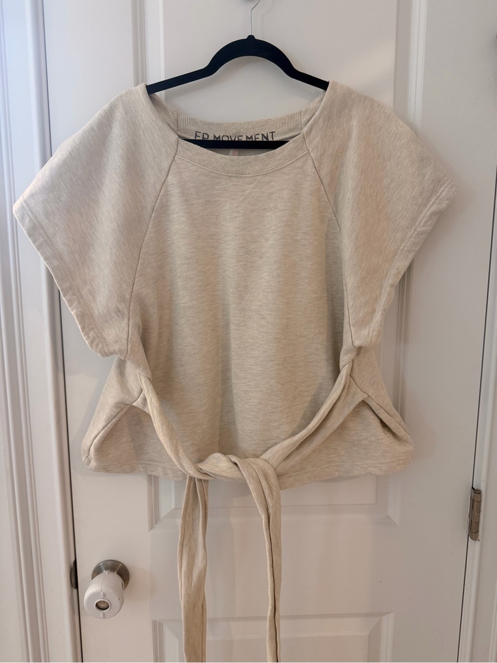 FP Movement by Free People Cream Tie-Waist Short Sleeve Top